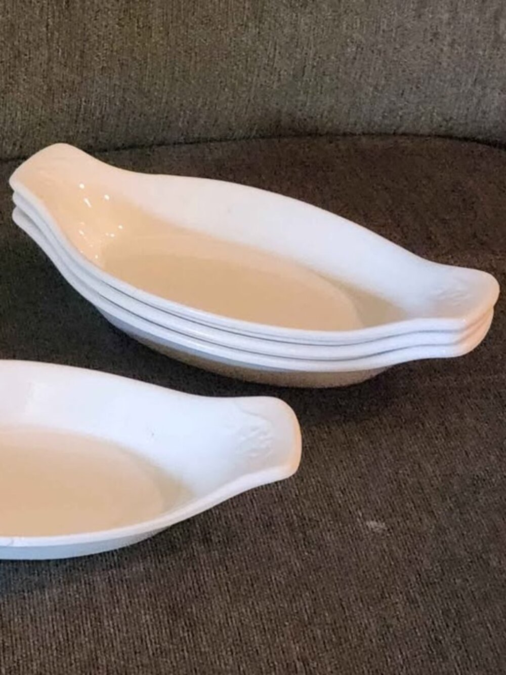4 escargot/au gratin oval dishes
